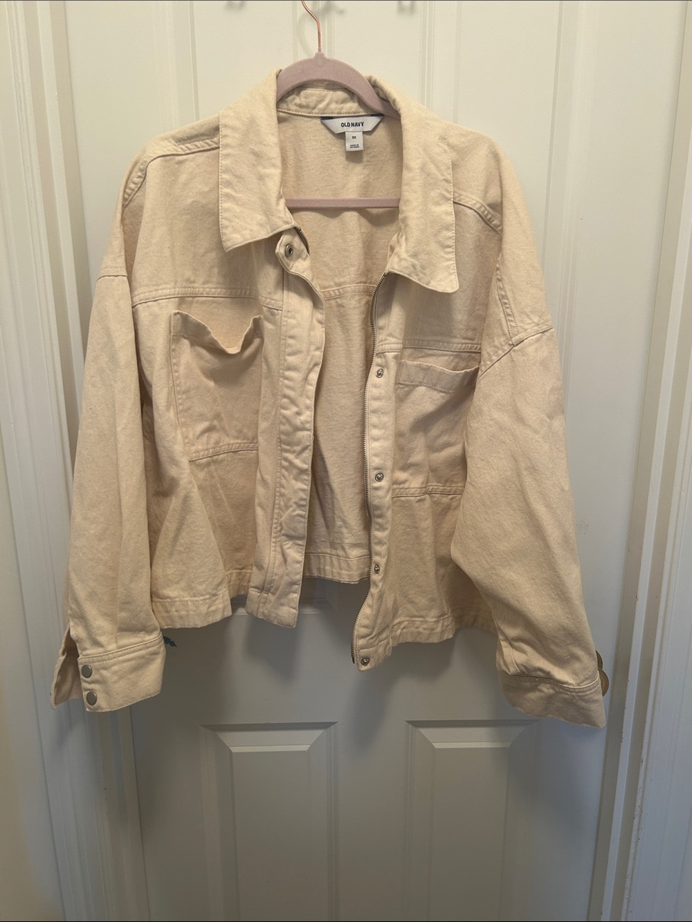 Old Navy Neutral Cream Crop Jean Jacket
